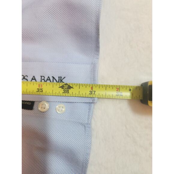 Jos. A Bank Signature Shirt Mens 19 36 Blue Herringbone 100% Cotton Long Sleeve - Picture 10 of 10